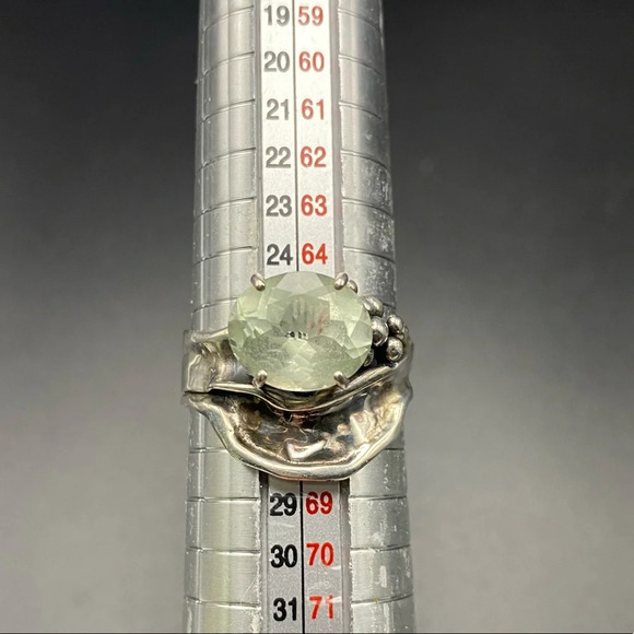 Sterling Silver Large Prasiolite Stone Statement Ring - Picture 15 of 16